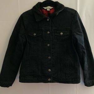 Roebuck & Co. Women’s Flannel Lined Denim Jacket Black Size Large